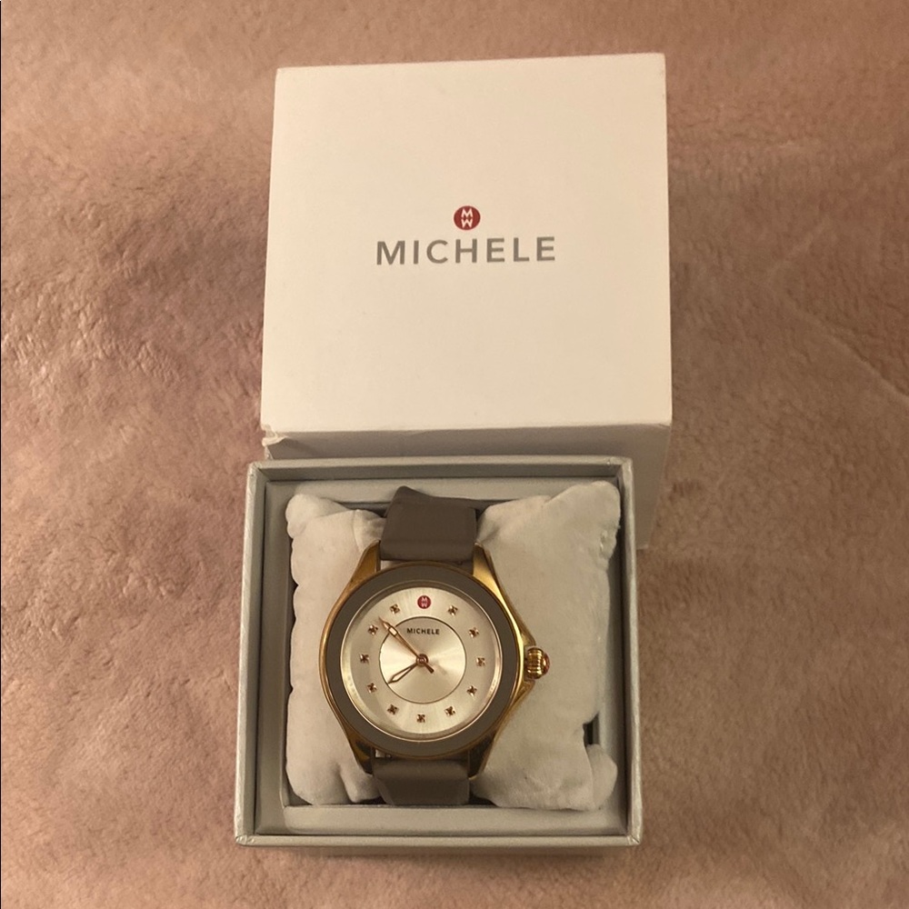Michele Gold and Taupe Watch